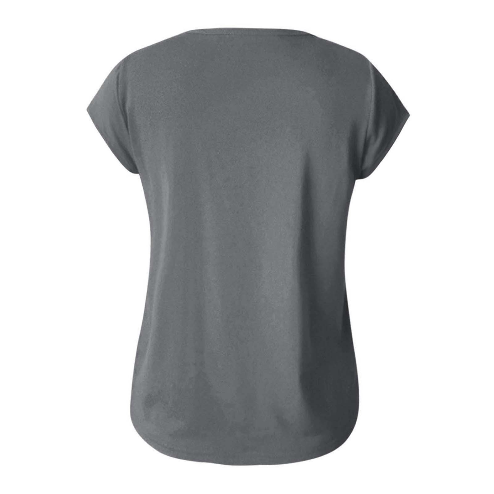 thumbnail image 4 of Camiseta básica de verano para mujer, holgada, con cuello en V y manga corta, sin mangas., 4 of 7